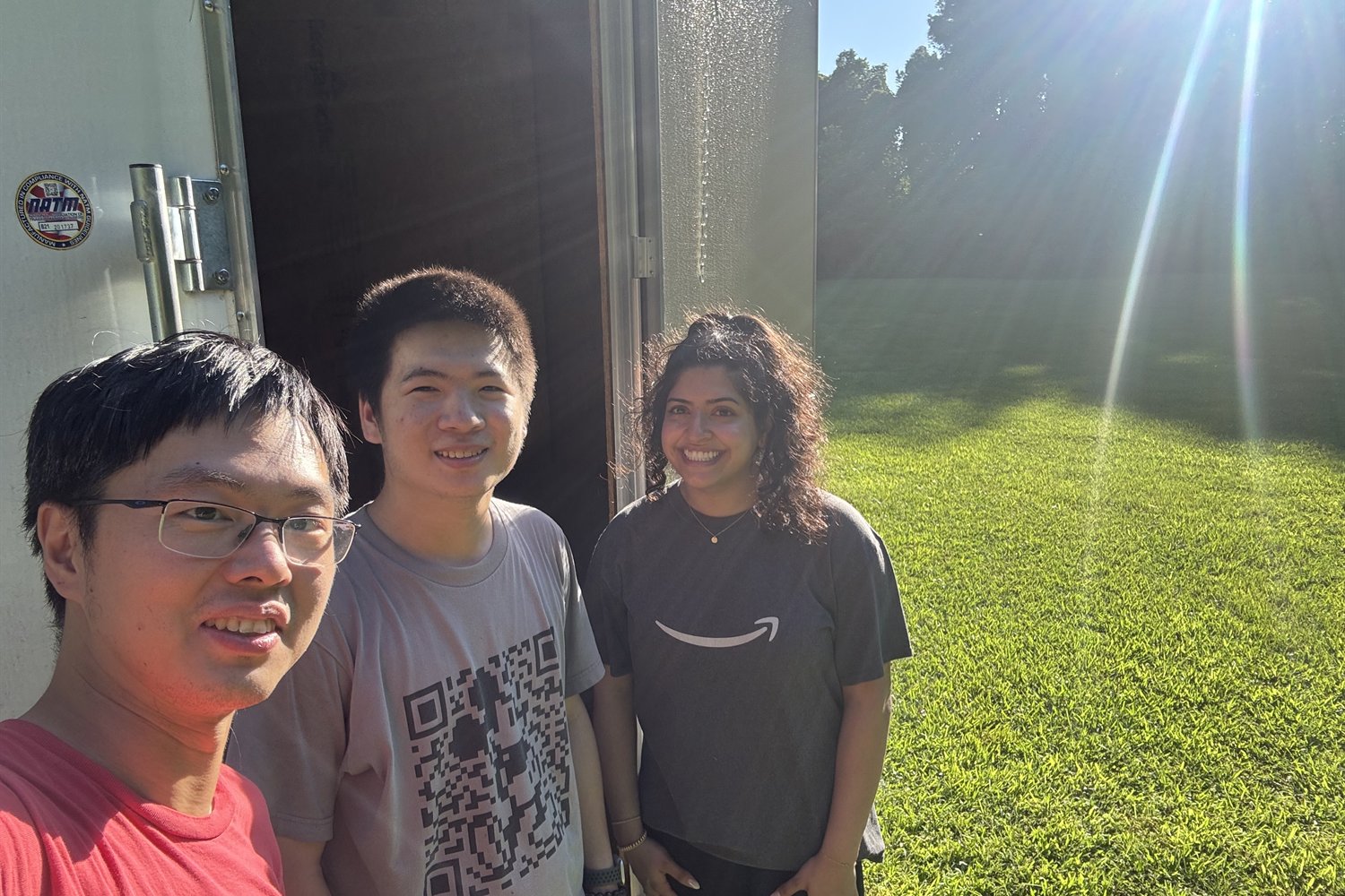 Liu Lab members conducting fieldwork at the South DeKalb monitoring site